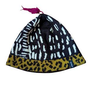 Pistil Wool‎ Hat Tassel Beanie Cap Boho Animal Print Black White Green Winter